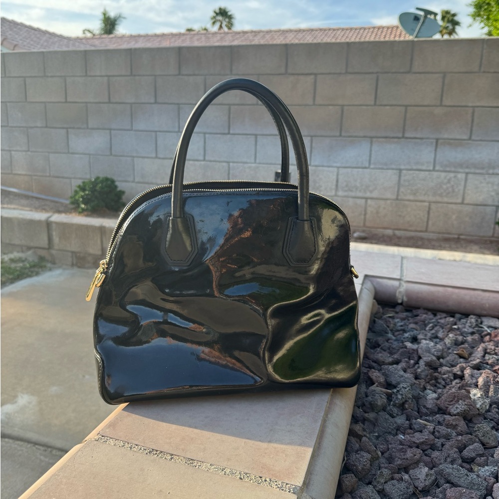 Michael Kors Glossy Black Patent Satchel with Gold Hardware - Picture 7 of 10